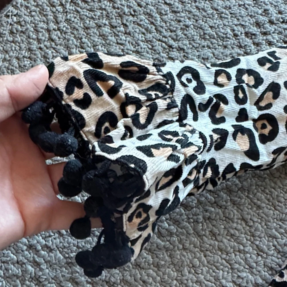 Mud Pie Kids Leopard Print Swim Coverup in Black and Tan